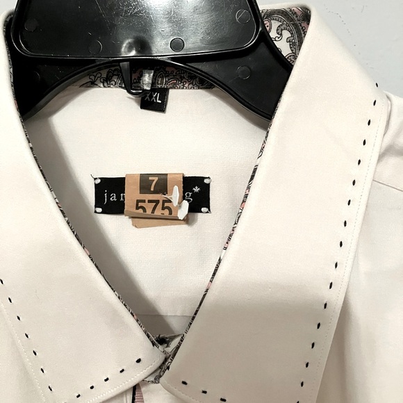 Jared Lang Collection LS button-down shirt pink navy paisley detailing XXL - Picture 14 of 15